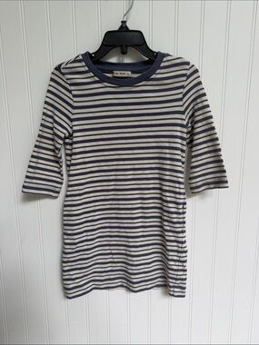 (352)Marine Layer Kids Navy and White Striped Knit Dress